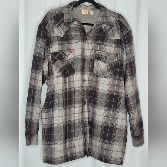 Sideout Men's Plaid Sherpa Lined Warm Flannel Full Button Shirt - Size 42/44 - Picture 1 of 11